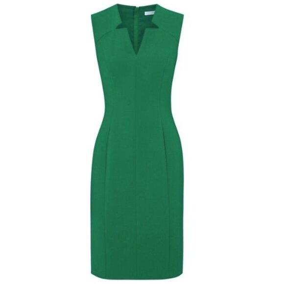 HUGO BOSS 'Dimita' Women's Knee-Length Sleeveless Crepe Dress in Green Size 12 - Picture 1 of 10